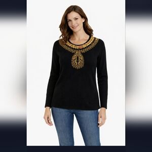 Vintage Anne Klein Knitwear Cardigan Size S  Lambswool/ Angora Black Beaded